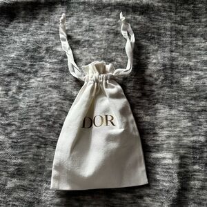 Dior White Drawstring Cosmetic Bag